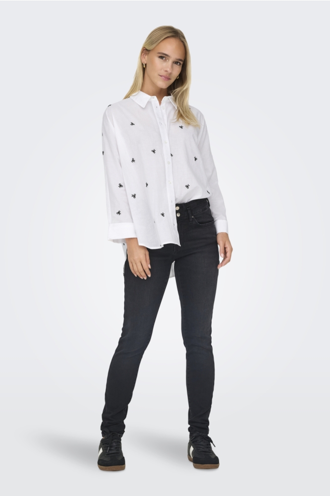ONLNEW LINA GRACE LS EMB SHIRT NOOS 15283743 Bright White/BLACK BOW